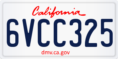 CA license plate 6VCC325