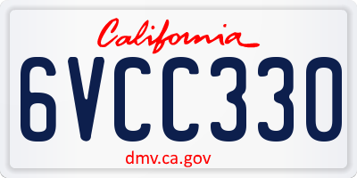 CA license plate 6VCC330