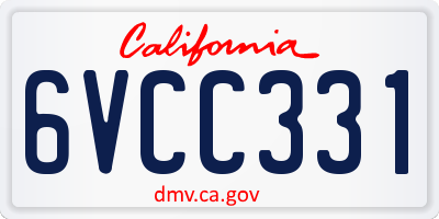 CA license plate 6VCC331