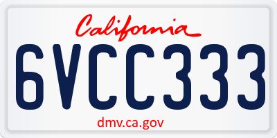CA license plate 6VCC333