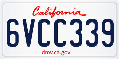 CA license plate 6VCC339