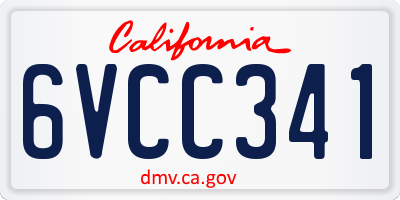 CA license plate 6VCC341