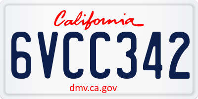 CA license plate 6VCC342