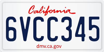 CA license plate 6VCC345