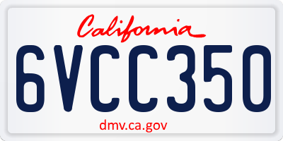 CA license plate 6VCC350