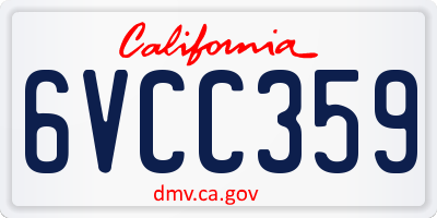 CA license plate 6VCC359