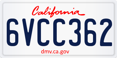 CA license plate 6VCC362