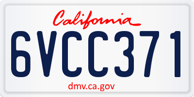 CA license plate 6VCC371