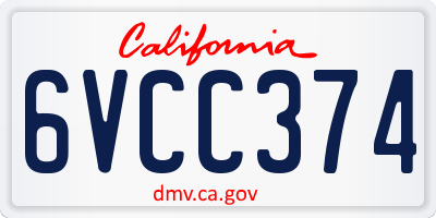 CA license plate 6VCC374