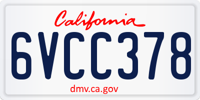 CA license plate 6VCC378