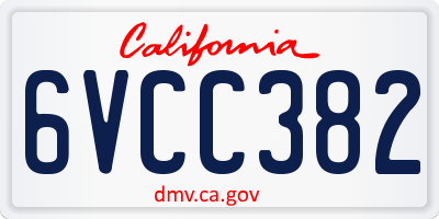 CA license plate 6VCC382