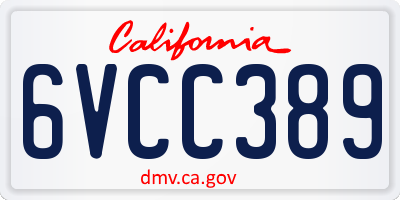 CA license plate 6VCC389