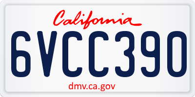 CA license plate 6VCC390