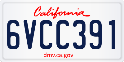 CA license plate 6VCC391