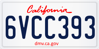 CA license plate 6VCC393