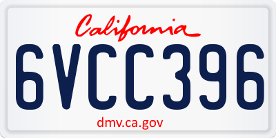 CA license plate 6VCC396