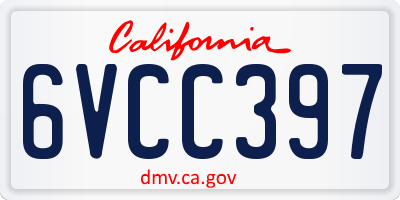 CA license plate 6VCC397
