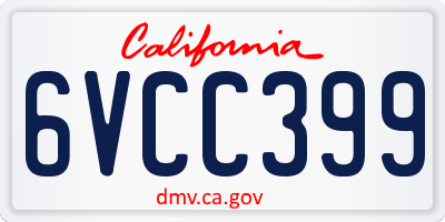 CA license plate 6VCC399