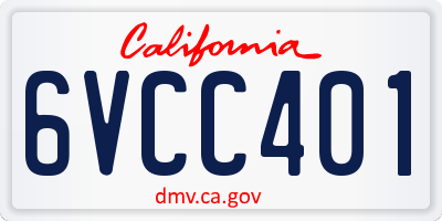 CA license plate 6VCC401