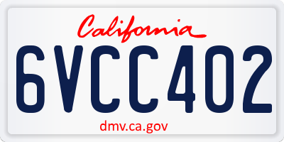 CA license plate 6VCC402