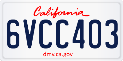 CA license plate 6VCC403