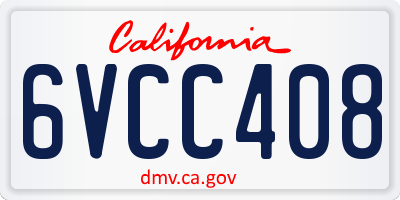 CA license plate 6VCC408