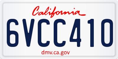 CA license plate 6VCC410
