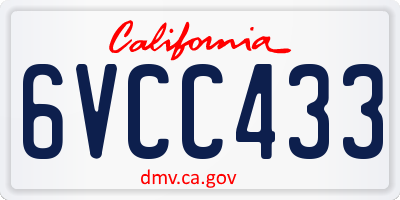 CA license plate 6VCC433
