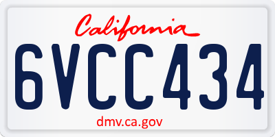 CA license plate 6VCC434