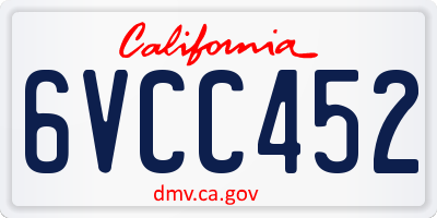 CA license plate 6VCC452