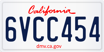 CA license plate 6VCC454