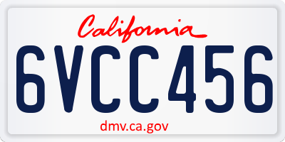CA license plate 6VCC456
