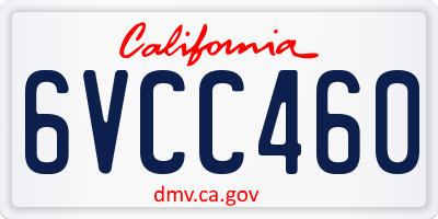 CA license plate 6VCC460