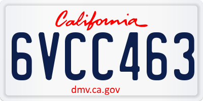 CA license plate 6VCC463