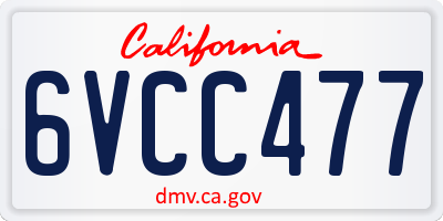 CA license plate 6VCC477