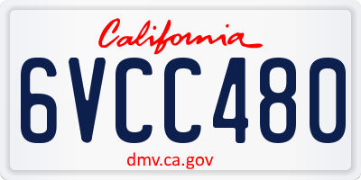 CA license plate 6VCC480