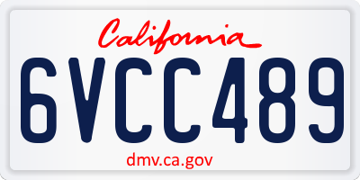 CA license plate 6VCC489