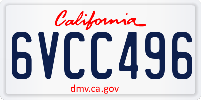CA license plate 6VCC496