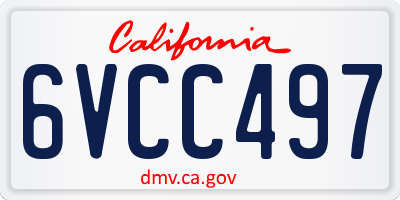 CA license plate 6VCC497