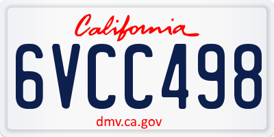 CA license plate 6VCC498
