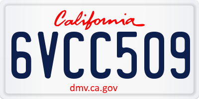 CA license plate 6VCC509