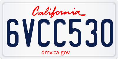 CA license plate 6VCC530