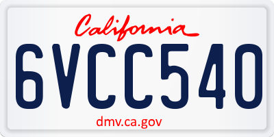 CA license plate 6VCC540