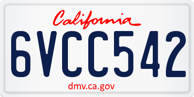 CA license plate 6VCC542
