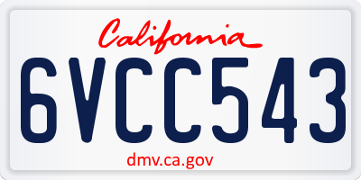 CA license plate 6VCC543