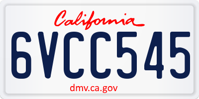 CA license plate 6VCC545