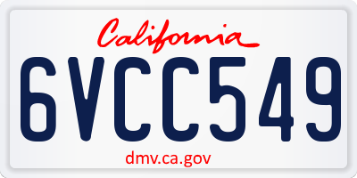 CA license plate 6VCC549
