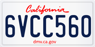 CA license plate 6VCC560