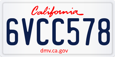 CA license plate 6VCC578