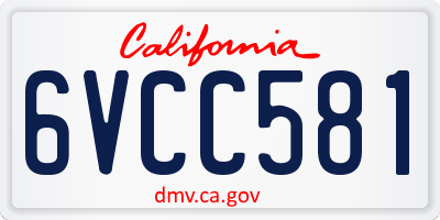 CA license plate 6VCC581